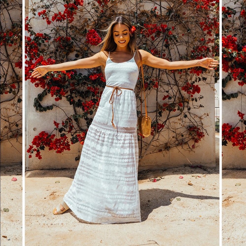 White Rylee Lace Maxi Dress